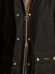 Barbour® Green Icons Tartan Collar Modern Beadnell Wax Jacket - Image 4 of 6