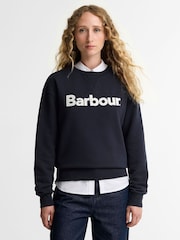 Barbour® Blue Hartland Crew Neck Sweatshirt - Image 1 of 6