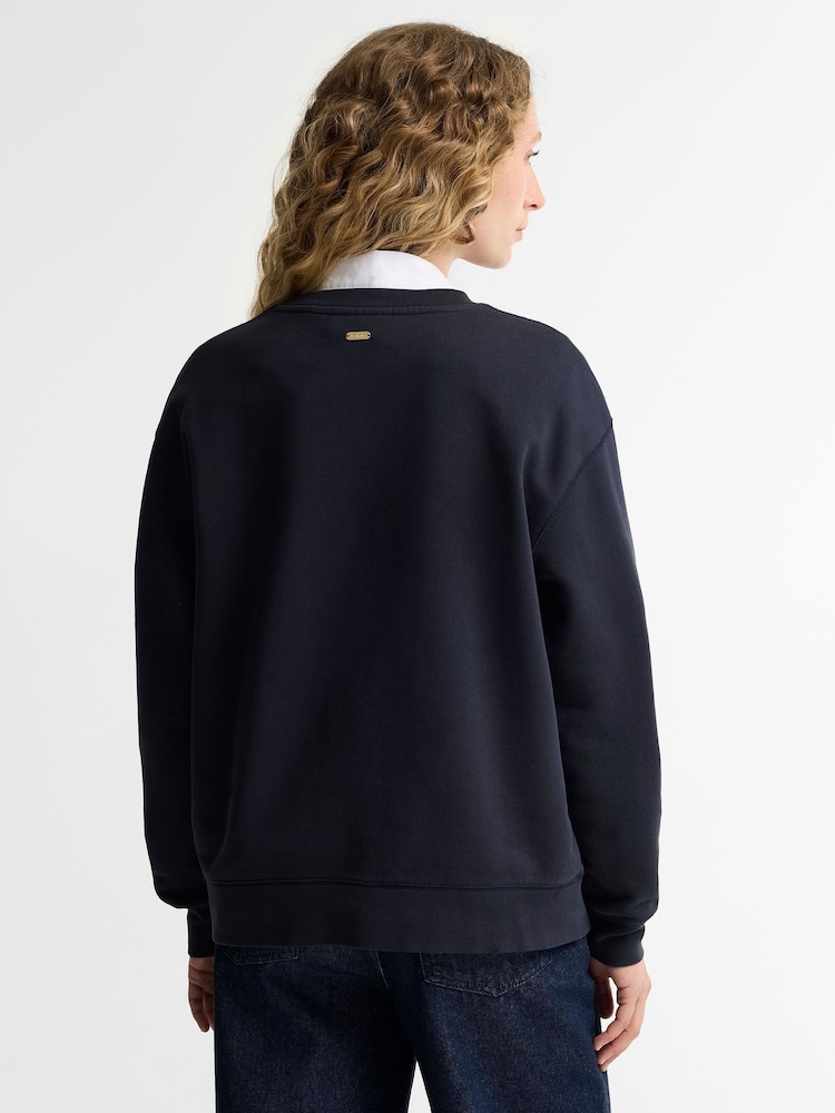 Barbour® Blue Hartland Crew Neck Sweatshirt - Image 2 of 6 Barbour® Blue Hartland Crew Neck Sweatshirt - Image 2 of 6