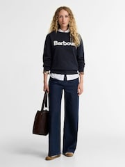 Barbour® Blue Hartland Crew Neck Sweatshirt - Image 4 of 6