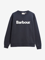 Barbour® Blue Hartland Crew Neck Sweatshirt - Image 6 of 6