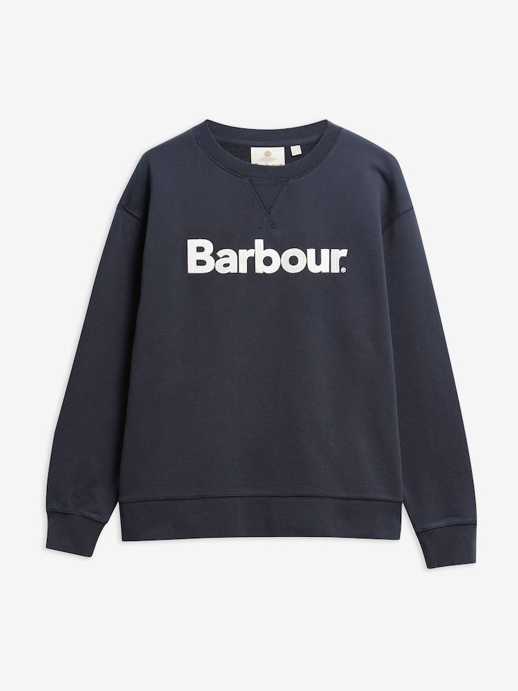 Barbour® Blue Hartland Crew Neck Sweatshirt - Image 6 of 6 Barbour® Blue Hartland Crew Neck Sweatshirt - Image 6 of 6