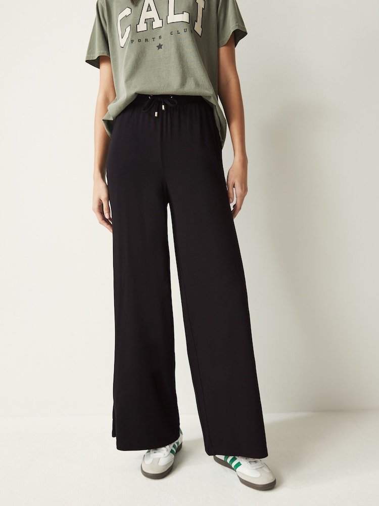 Negro - Pantalones de punto con pernera ancha - Imagen 1 de 6 Negro - Pantalones de punto con pernera ancha - Imagen 1 de 6