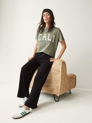 Black Jersey Wide Leg Trousers - Image 2 of 6