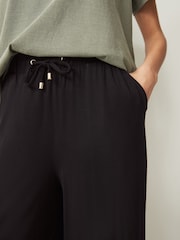 Black Jersey Wide Leg Trousers - Image 4 of 6