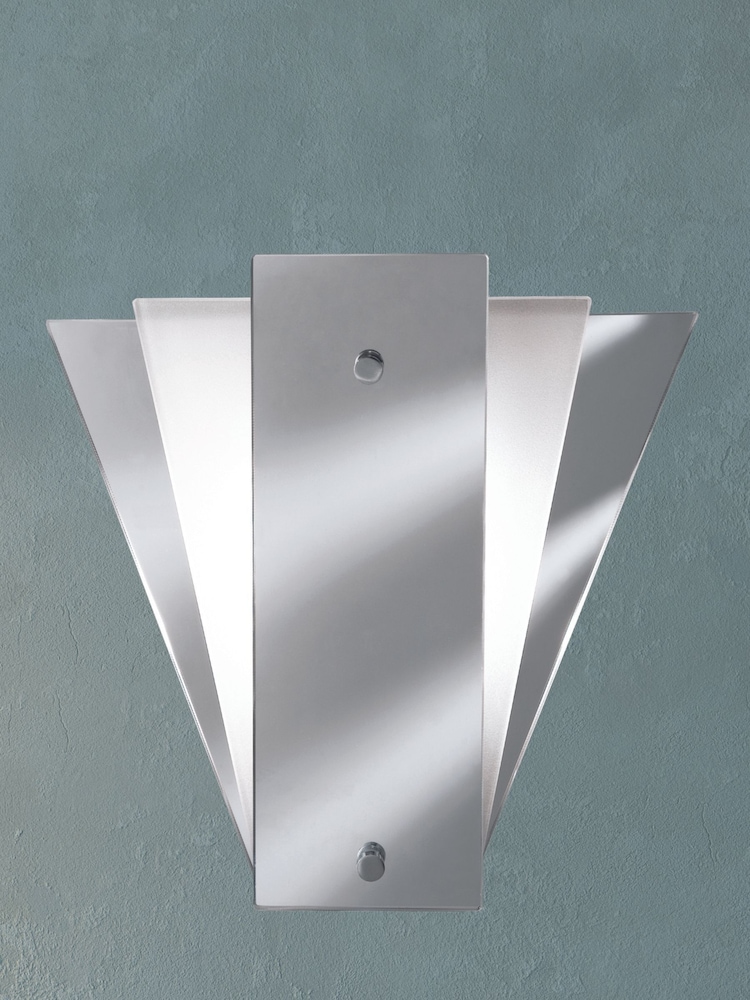 Searchlight Metal Cloro Deco Fan Style Frosted Mirror Wall Light - Image 1 of 2