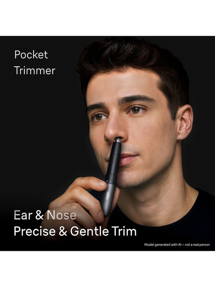 Braun Grey Ear & Nose Trimmer, Pocket Size, Dual Blades, Skin Gentle Technology, EN20 - Image 2 of 7 Braun Grey Ear & Nose Trimmer, Pocket Size, Dual Blades, Skin Gentle Technology, EN20 - Image 2 of 7