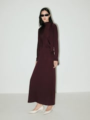 Mango Red Scarf Wrap Detail Long Sleeve Maxi Dress - Image 1 of 7