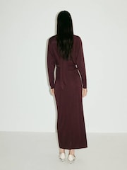 Mango Red Scarf Wrap Detail Long Sleeve Maxi Dress - Image 2 of 7