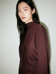 Mango Red Scarf Wrap Detail Long Sleeve Maxi Dress - Image 4 of 7