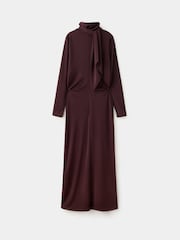 Mango Red Scarf Wrap Detail Long Sleeve Maxi Dress - Image 5 of 7