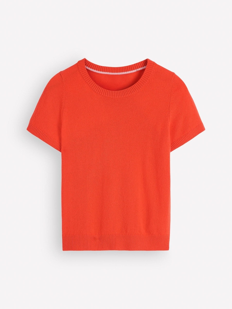 Boden Orange Elsie Cashmere Crew Neck T-Shirt - Image 1 of 2