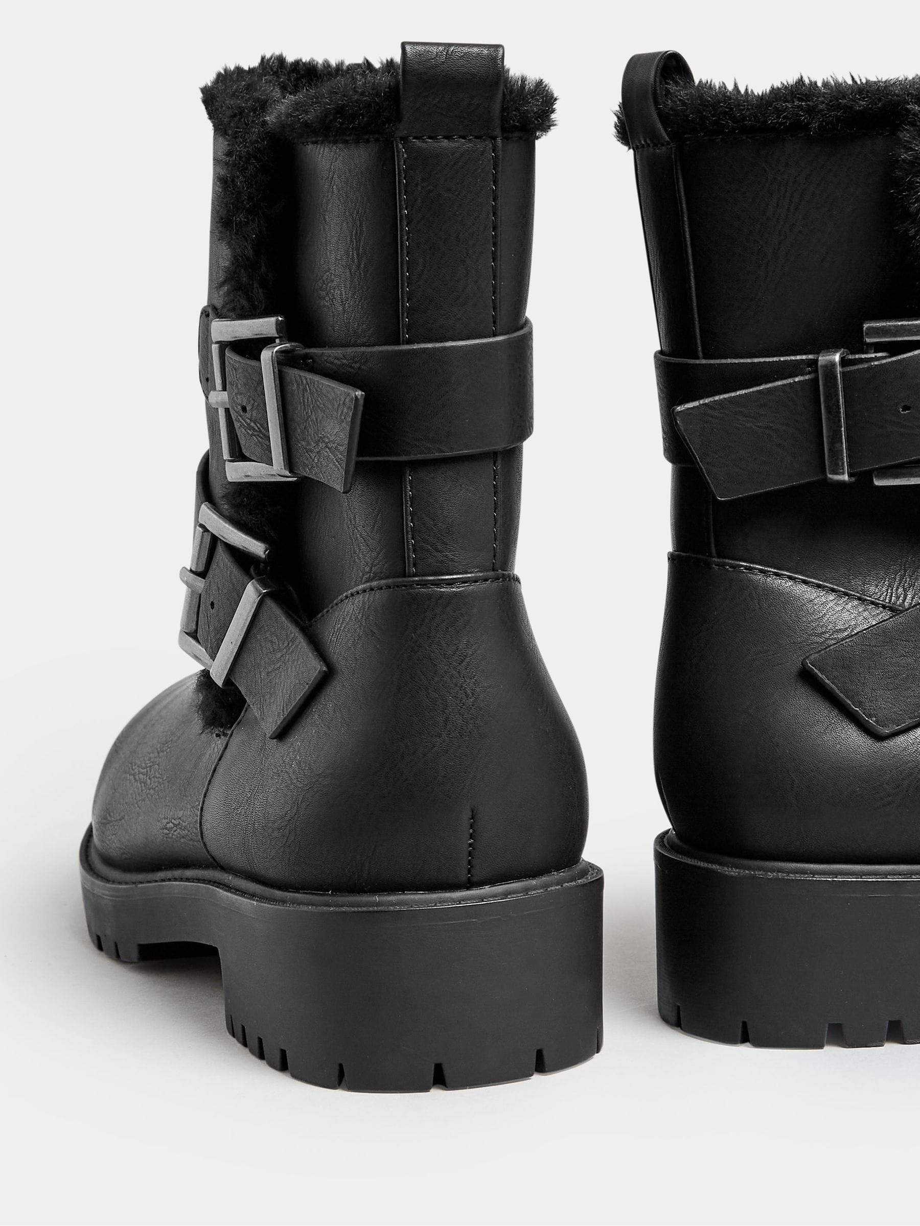 Buy Yours Curve Black Extra Wide Fit Faux Fur Biker Boots from Next Germany