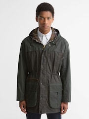 Barbour® Brown Icons Tartan Durham Wax Jacket - Image 1 of 7