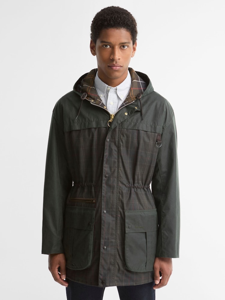 Barbour® Brown Icons Tartan Durham Wax Jacket - Image 1 of 7
