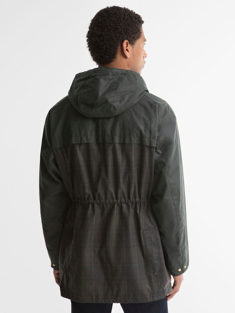 Barbour® Brown Icons Tartan Durham Wax Jacket - Image 2 of 7