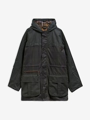 Barbour® Brown Icons Tartan Durham Wax Jacket - Image 7 of 7