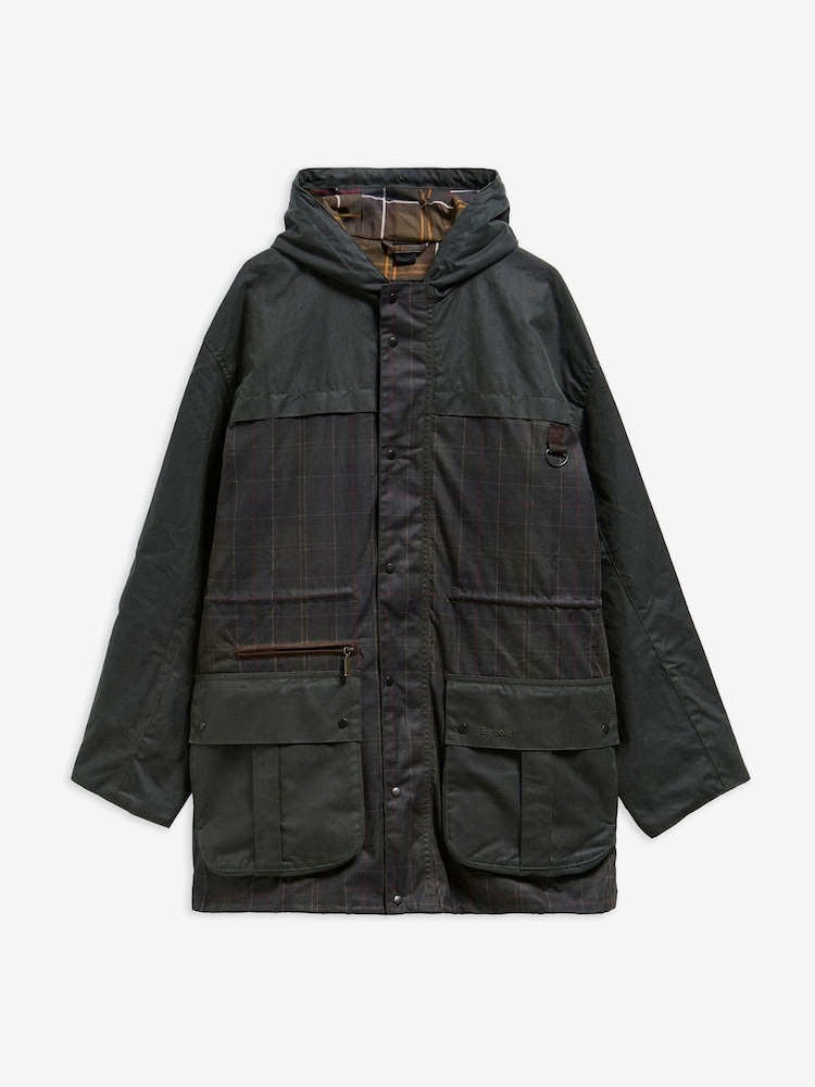 Barbour® Brown Icons Tartan Durham Wax Jacket - Image 7 of 7