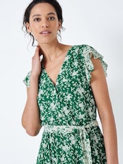 Crew Clothing Company Green Floral Print Tiered Dress - Image 3 of 4