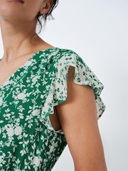 Crew Clothing Company Green Floral Print Tiered Dress - Image 4 of 4