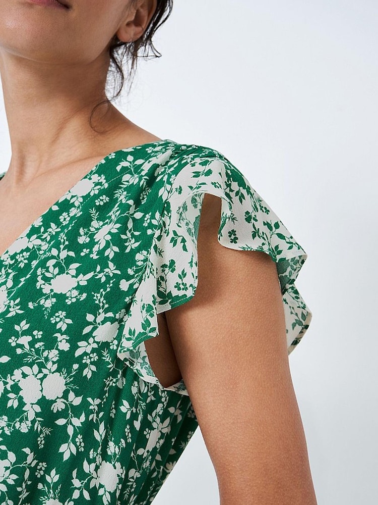 Crew Clothing Company Green Floral Print Tiered Dress - Image 4 of 4