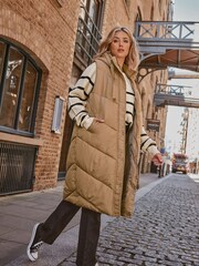 Yours Curve Brown Chevron Heavyweight Longline Gilet - Image 1 of 5
