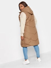 Yours Curve Brown Chevron Heavyweight Longline Gilet - Image 3 of 5