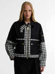 Barbour International Black Gabriette Check Showerproof Jacket - Image 1 of 6