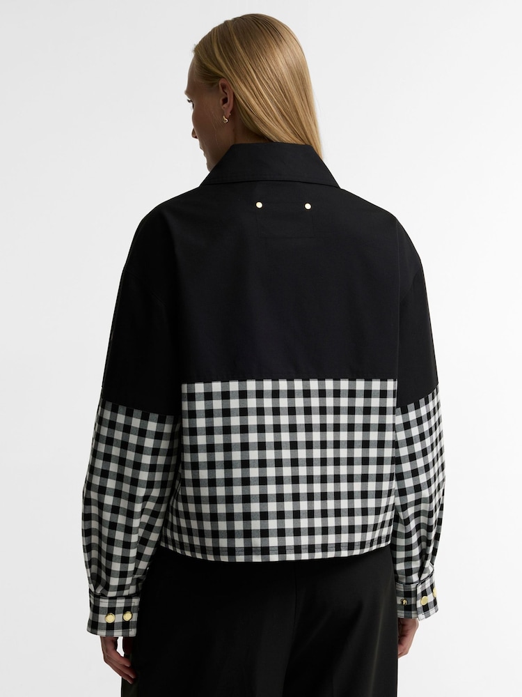 Barbour International Black Gabriette Check Showerproof Jacket - Image 2 of 6 Barbour International Black Gabriette Check Showerproof Jacket - Image 2 of 6