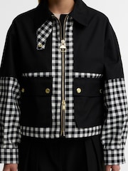 Barbour International Black Gabriette Check Showerproof Jacket - Image 4 of 6