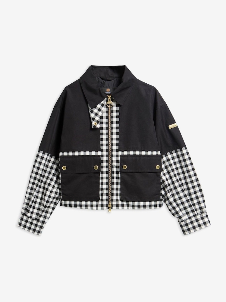 Barbour International Black Gabriette Check Showerproof Jacket - Image 6 of 6 Barbour International Black Gabriette Check Showerproof Jacket - Image 6 of 6