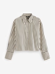 Monochrome Stripe Long Sleeve Cotton Cropped Shirt - Image 6 of 7
