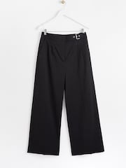 Oliver Bonas Wide Leg Buckle Waist Black Trousers - Image 3 of 7