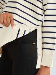 JoJo Maman Bébé Cream & Black Stripe Collared Maternity & Nursing Jumper - Image 5 of 5