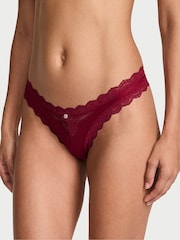 Victoria's Secret Red Lacquer Lace Trim Brazilian Knickers - Image 1 of 2