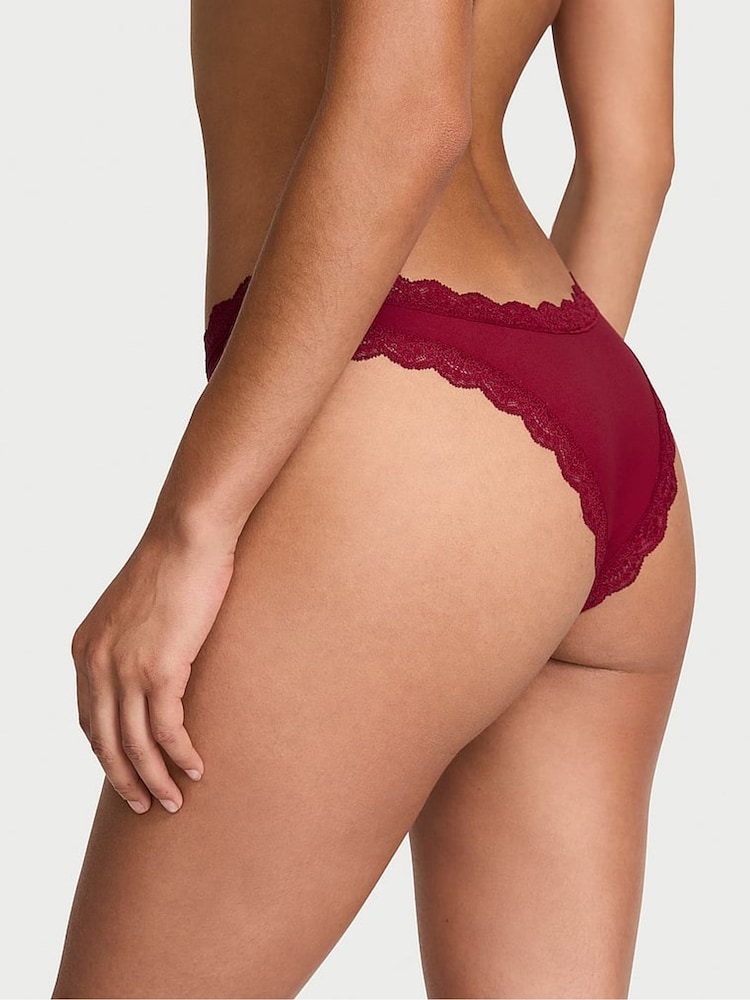 Victoria's Secret Red Lacquer Lace Trim Brazilian Knickers - Image 2 of 2