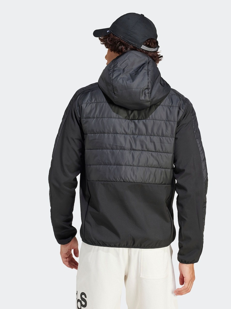 adidas Terrex Black Essentials 3-Stripes Insulated Hooded Hybrid Jacket - Image 2 of 6