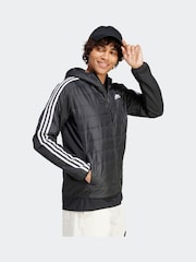 adidas Terrex Black Essentials 3-Stripes Insulated Hooded Hybrid Jacket - Image 3 of 6