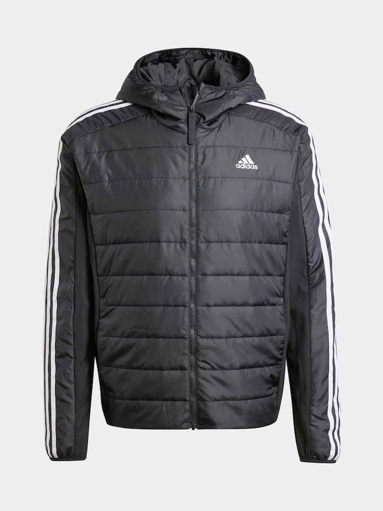 adidas Terrex Black Essentials 3-Stripes Insulated Hooded Hybrid Jacket - Image 6 of 6