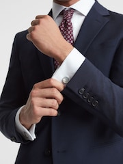 Reiss Silver/Mop Ardley Round Onyx Cufflinks - Image 2 of 5