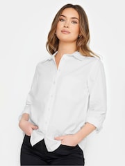 M&Co White Petite 100% Cotton Relaxed Poplin Shirt - Image 1 of 4