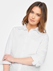 M&Co White Petite 100% Cotton Relaxed Poplin Shirt - Image 3 of 4