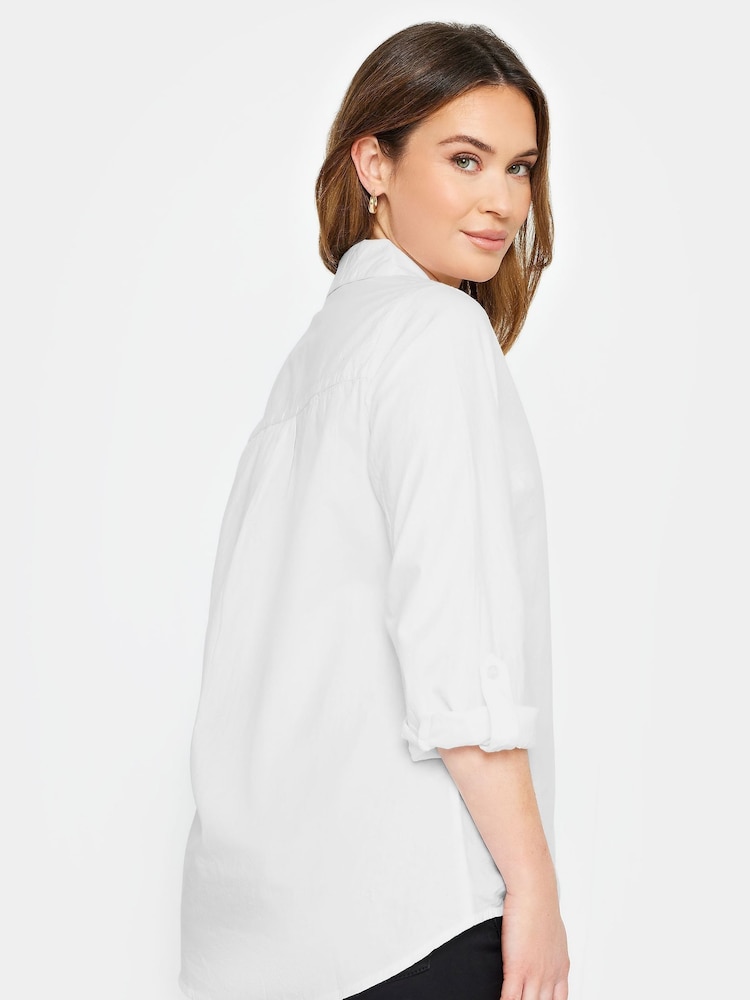 M&Co White Petite 100% Cotton Relaxed Poplin Shirt - Image 3 of 3