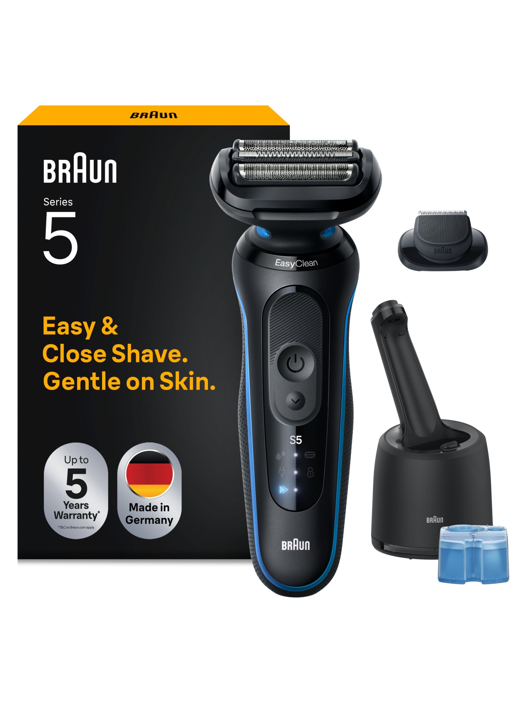 Braun Series 5 52-B7200cc Men’s Electric Shaver, Wet & Dry Foil Razor, 50-Min Battery, Smartcare Centre, Blue - Image 4