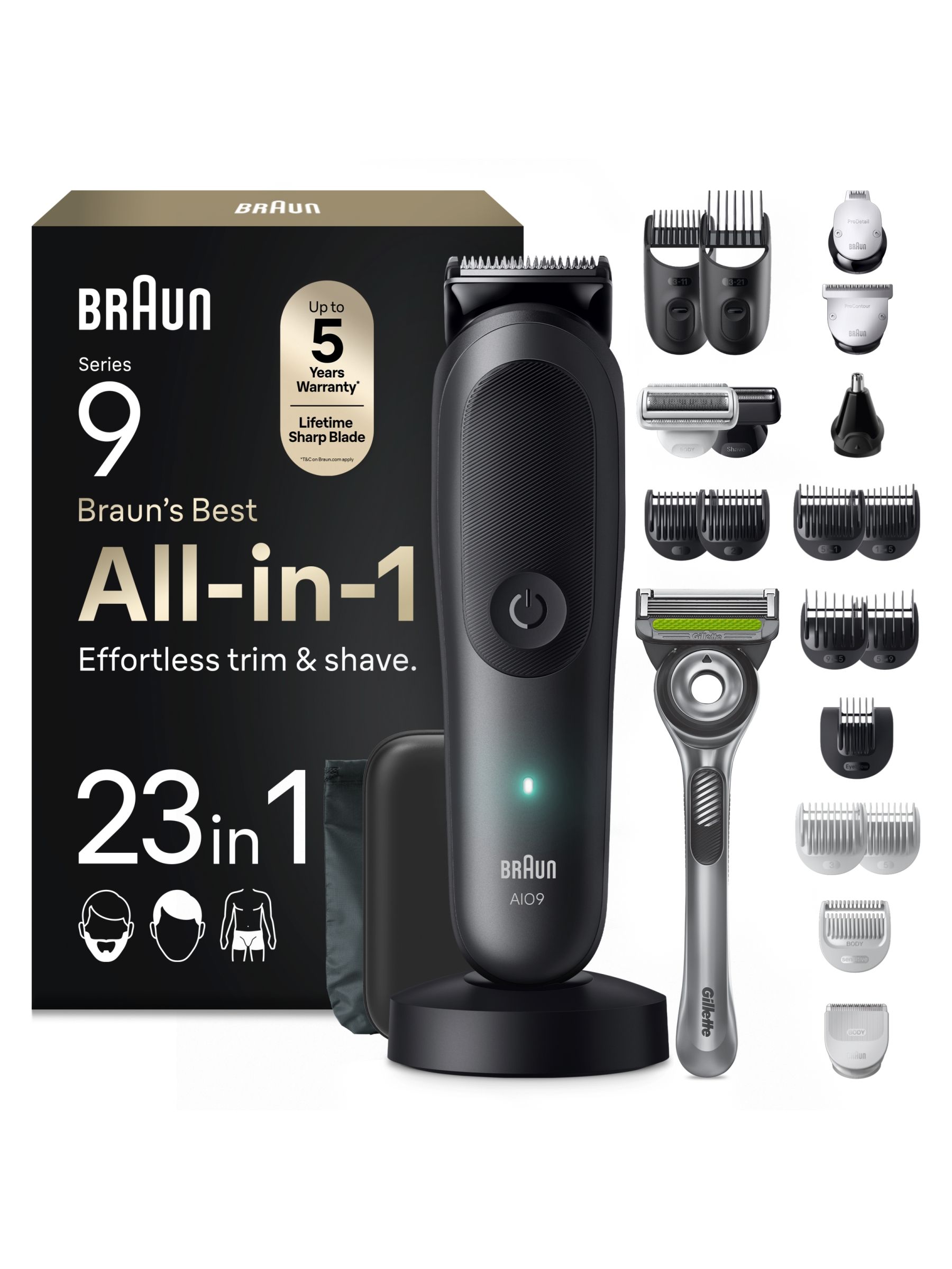 Series 9 23-In-1 Cordless Mens Grooming Kit With Li-Ion Battery Grey Braun - Image 6