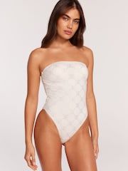 Victoria's Secret White Diamante Bandeau Swimsuit - Image 1 of 1