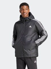 adidas Terrex Black Essentials 3-Stripes Insulated Hooded Jacket - Image 1 of 7