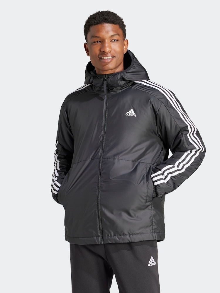 adidas Terrex Black Essentials 3-Stripes Insulated Hooded Jacket - Image 1 of 7