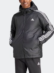 adidas Terrex Black Essentials 3-Stripes Insulated Hooded Jacket - Image 3 of 7