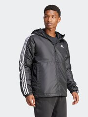 adidas Terrex Black Essentials 3-Stripes Insulated Hooded Jacket - Image 4 of 7